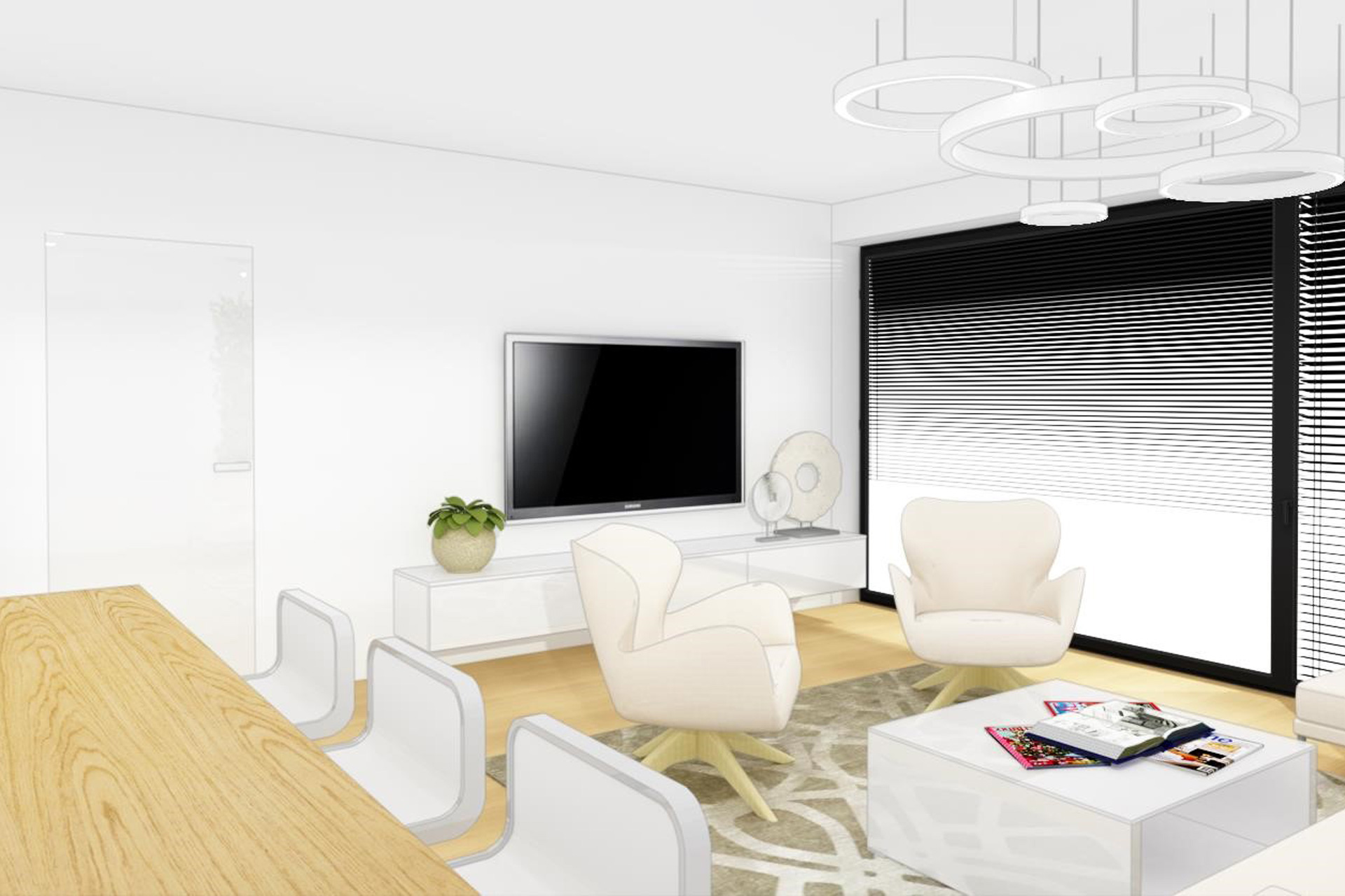 Hanák nábytek Návrh řešení bytu 3+kk Obývací pokoj 