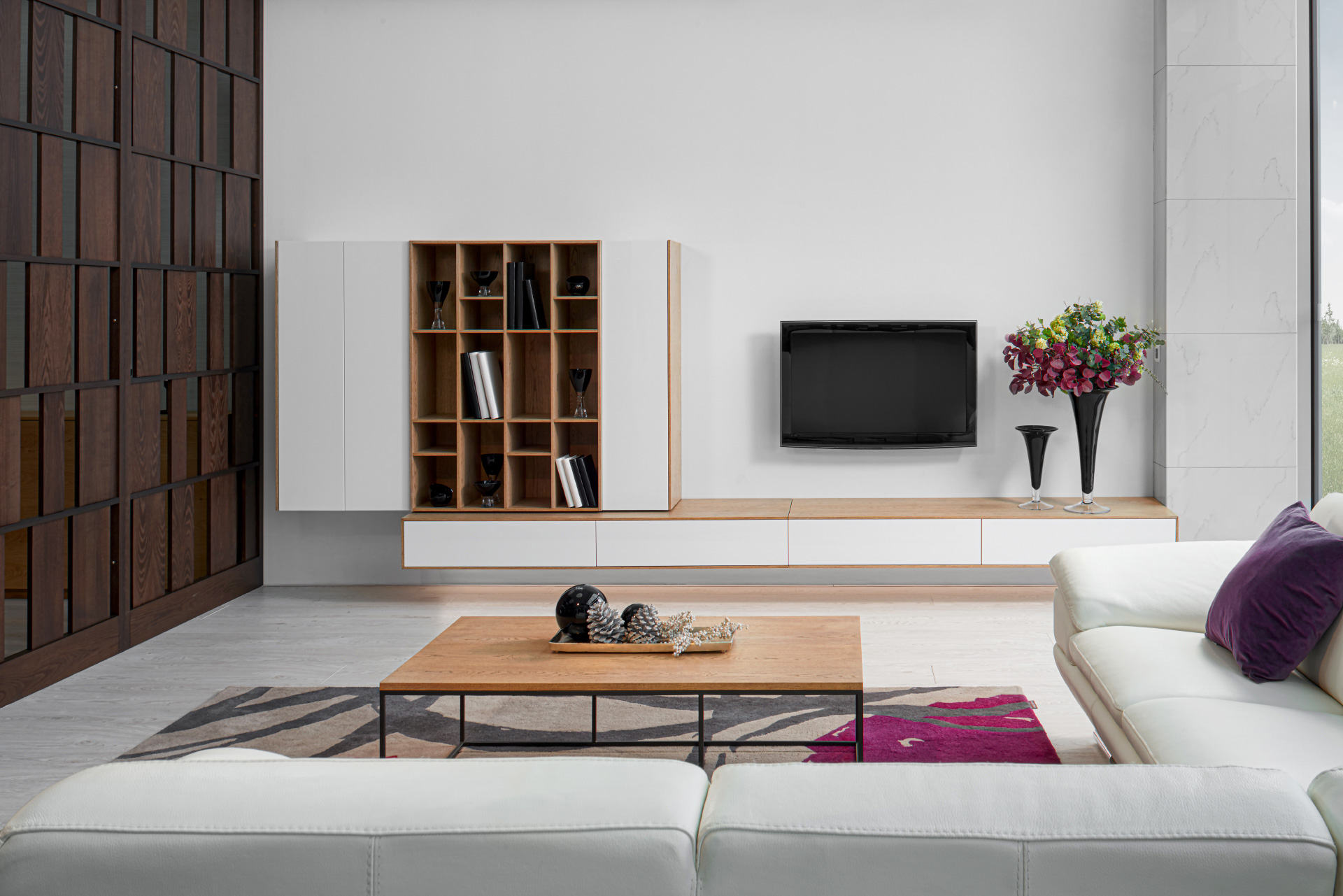 Hanák nábytek minimalistická obývací stěna
