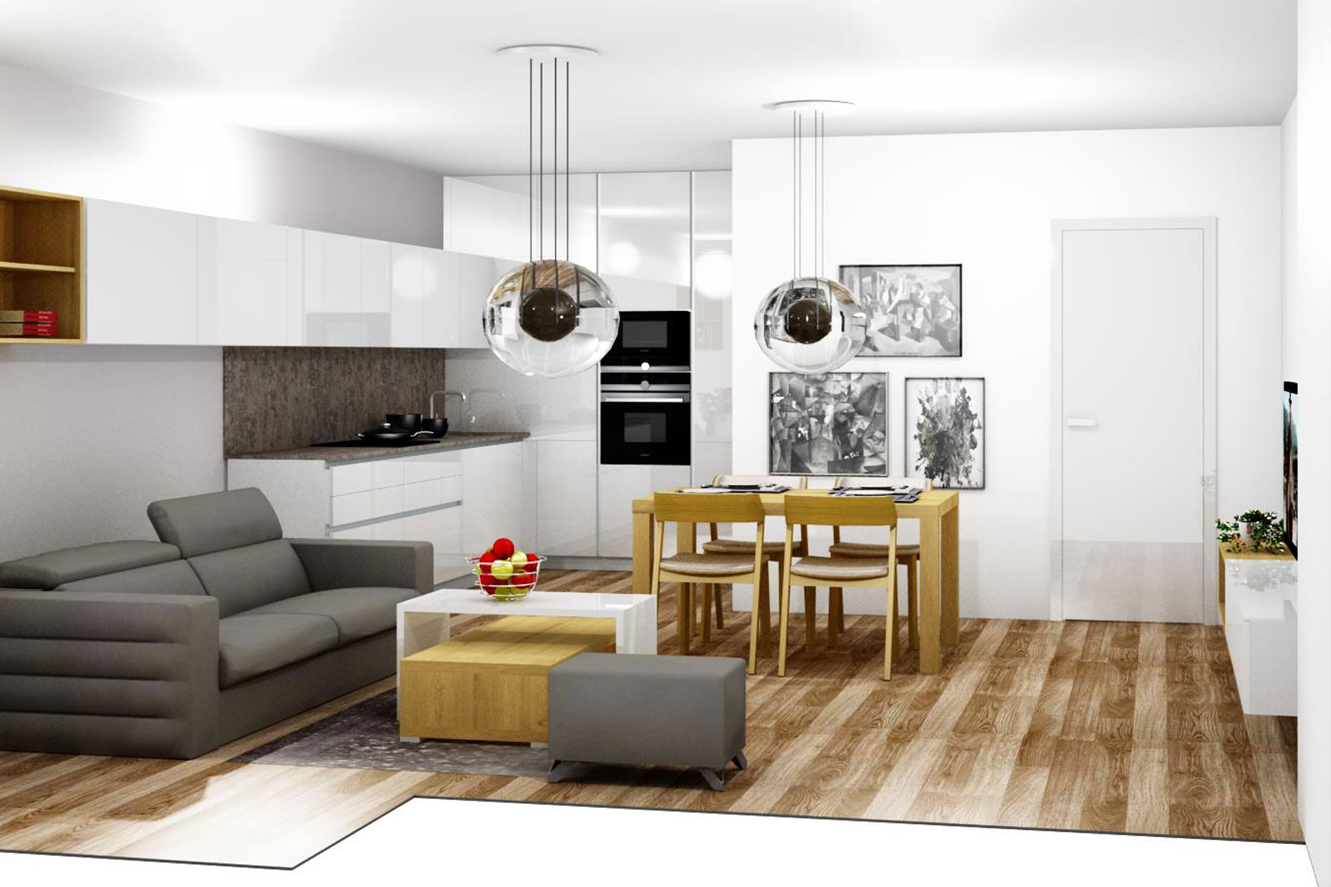 Návrh interiéru bytu 3+kk Hanák nábytek